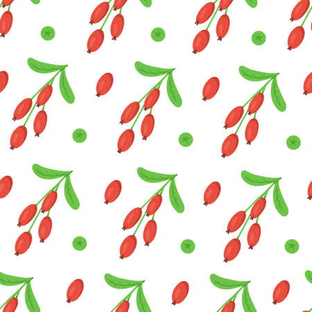 Barberry seamless pattern. Vector Illustration for printing, backgrounds, covers, packaging, greeting cards, posters, stickers, textile and seasonal design. Isolated on white background.のイラスト素材