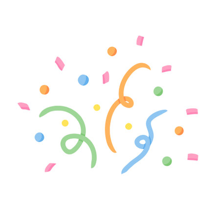 confetti, party. Vector Illustration for printing, backgrounds, covers and packaging. Image can be used for greeting cards, posters, stickers and textile. Isolated on white background.のイラスト素材