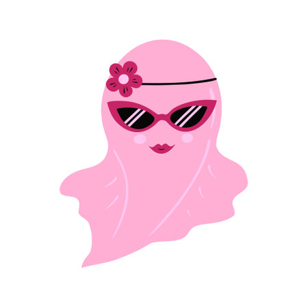 ghost with sunglasses. Vector Illustration for printing, backgrounds, covers and packaging. Image can be used for greeting cards, posters, stickers and textile. Isolated on white background.のイラスト素材