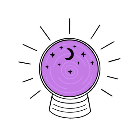 Witch ball. Magic crystal ball. Vector Illustration for printing, backgrounds, covers and packaging. Image can be used for greeting cards, posters, stickers and textile. Isolated on white background.のイラスト素材