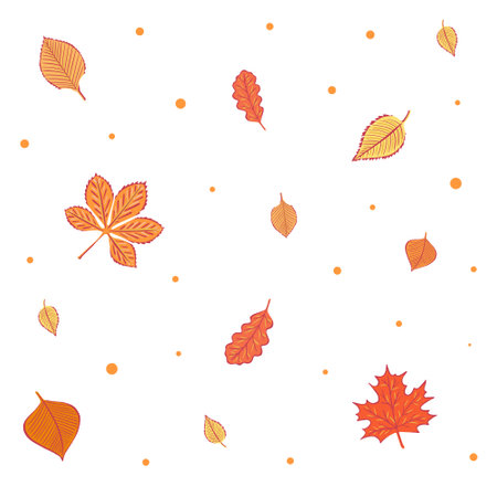 Autumn leaf fall. Vector Illustration for printing, backgrounds, covers and packaging. Image can be used for greeting cards, posters, stickers and textile. Isolated on white background.のイラスト素材