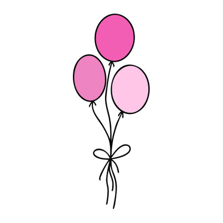Bunch of pink balloons. Vector Illustration for printing, backgrounds, covers and packaging. Image can be used for greeting cards, posters, stickers and textile. Isolated on white background.のイラスト素材