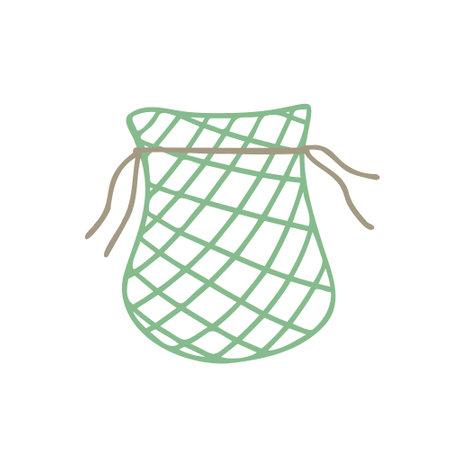 Mesh pouch. eco bag. Vector Illustration for printing, backgrounds, covers and packaging. Image can be used for greeting cards, posters, stickers and textile. Isolated on white background.のイラスト素材