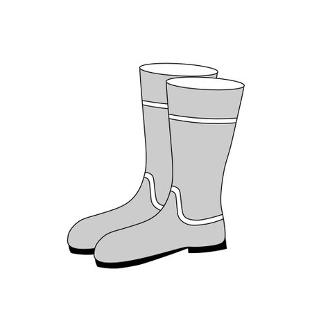 Rubber boots. Gardening, autumn. Vector Illustration for printing, backgrounds, covers and packaging. Image can be used for greeting cards, posters, stickers and textile. Isolated on white background.のイラスト素材