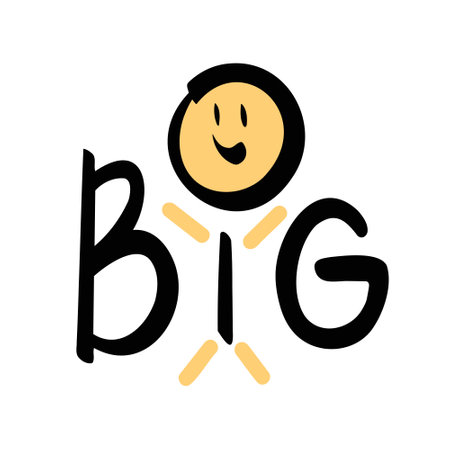 Big text. Vector Illustration for printing, backgrounds, covers and packaging. Image can be used for greeting cards, posters, stickers and textile. Isolated on white background.のイラスト素材
