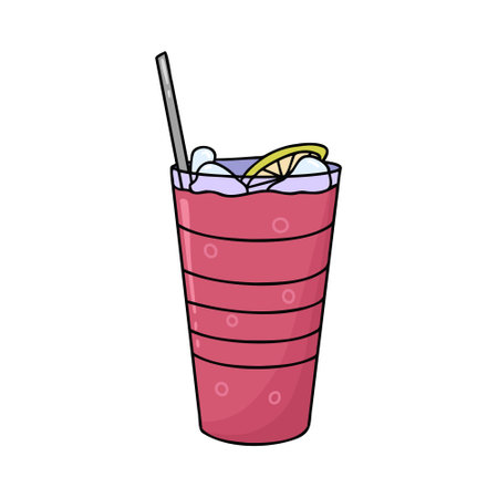Cranberry juice in glass, morse with ice cubes. Vector Illustration for printing, backgrounds, covers and packaging. Image can be used for greeting cards and posters. Isolated on white background.のイラスト素材