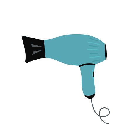 Hair dryer for hairdresser salon, barbershop or home usage. Vector Illustration for backgrounds, covers and packaging. Image can be used for greeting cards and posters. Isolated on white background.のイラスト素材