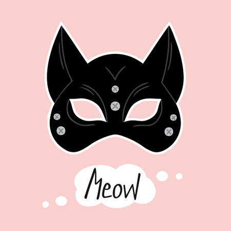 Cat mask, meow. Vector Illustration for printing, backgrounds, covers and packaging. Image can be used for greeting cards, posters, stickers and textile. Isolated on white background.のイラスト素材