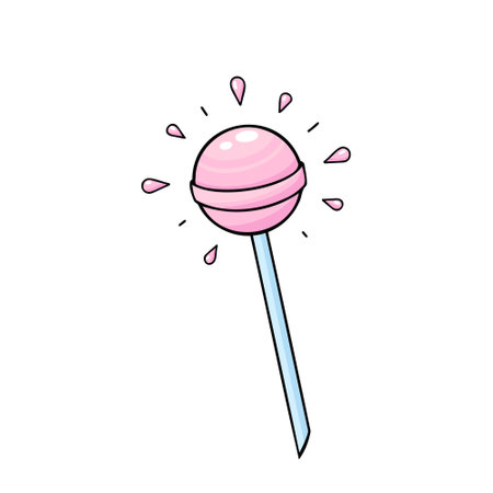 Sweet cute pink lollipop on stick. Vector Illustration for printing, backgrounds, covers and packaging. Image can be used for greeting card, poster, sticker and textile. Isolated on white background.のイラスト素材