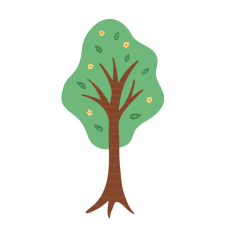 Blooming tree. Vector Illustration for printing, backgrounds, covers and packaging. Image can be used for greeting cards, posters, stickers and textile. Isolated on white background.のイラスト素材