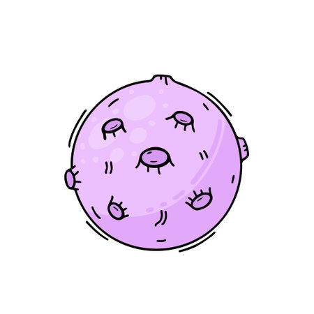 Moon with craters, planet, asteroid. Vector Illustration for printing, backgrounds, covers and packaging. Image can be used for greeting cards, posters and stickers. Isolated on white background.のイラスト素材