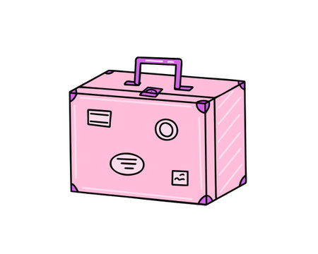 Retro suitcase, travel. Vector Illustration for printing, backgrounds, covers and packaging. Image can be used for greeting cards, posters, stickers and textile. Isolated on white background.のイラスト素材