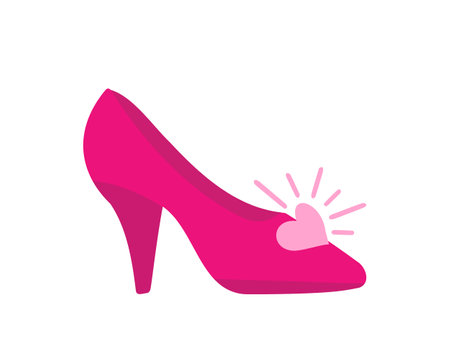 doll shoe with heart. Vector Illustration for printing, backgrounds, covers and packaging. Image can be used for greeting cards, posters, stickers and textile. Isolated on white background.のイラスト素材