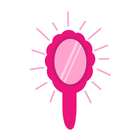 Hand mirror, doll mirror. Vector Illustration for printing, backgrounds, covers and packaging. Image can be used for greeting cards, posters, stickers and textile. Isolated on white background.のイラスト素材