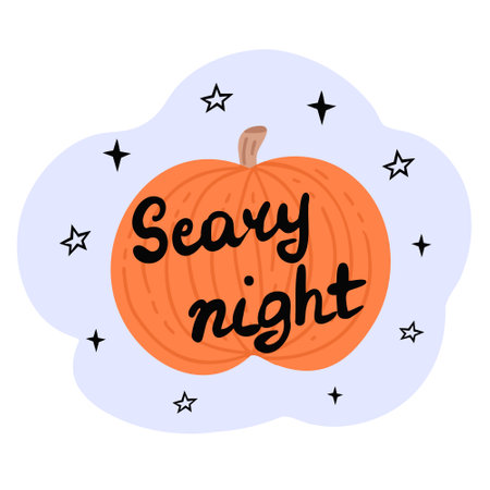 scary night and pumpkin. Vector Illustration for printing, backgrounds, covers and packaging. Image can be used for greeting cards, posters, stickers and textile. Isolated on white background.のイラスト素材