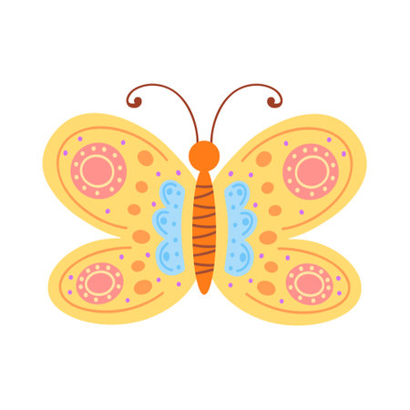 colorful butterfly. Vector Illustration for printing, backgrounds, covers and packaging. Image can be used for greeting cards, posters, stickers and textile. Isolated on white background.のイラスト素材