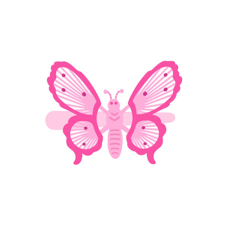 Butterfly hair pin, retro woman accessory. Vector Illustration for backgrounds and packaging. Image can be used for greeting cards, posters, stickers and textile. Isolated on white background.のイラスト素材