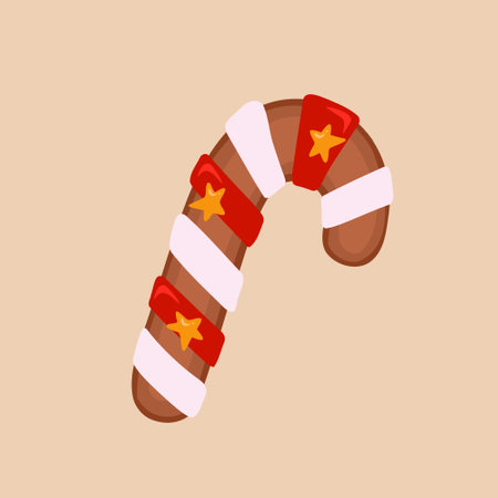 Gingerbread cookies Christmas lollipop. Vector Illustration for printing, backgrounds, covers and packaging. Image can be used for greeting cards, posters and stickers. Isolated on white background.のイラスト素材