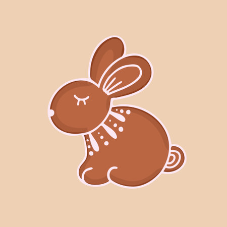gingerbread rabbit cookie. Vector Illustration for printing, backgrounds, covers and packaging. Image can be used for greeting cards, posters, stickers and textile. Isolated on white background.のイラスト素材