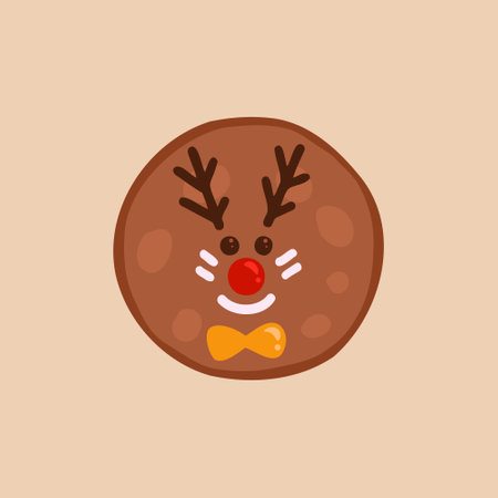 deer cookie, gingerbread. Vector Illustration for printing, backgrounds, covers and packaging. Image can be used for greeting cards, posters, stickers and textile. Isolated on white background.のイラスト素材