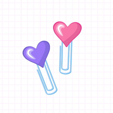 Heart paper clips. Vector Illustration for printing, backgrounds, covers and packaging. Image can be used for greeting cards, posters, stickers and textile. Isolated on white background.のイラスト素材