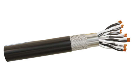 control cable with shield and screen soft copper tips 3d rendering on white backgroundの写真素材
