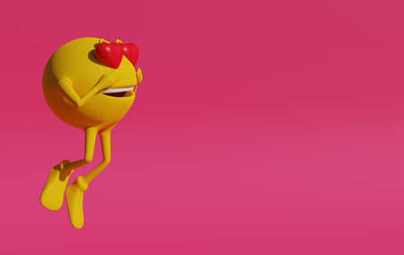 emoji in love 3d rendering on pink background
