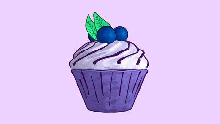 blueberry cake on light background illustrationの写真素材
