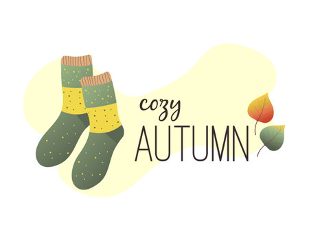 cozy warm socks in autumn colorsのイラスト素材