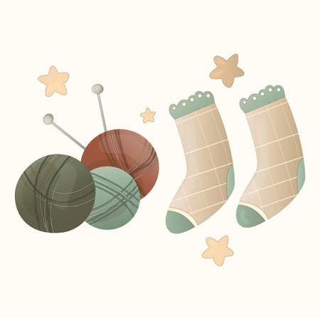 cozy warm socks in autumn colorsのイラスト素材