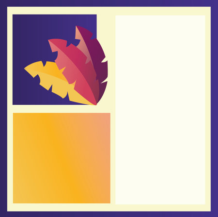 abstract notepad and plants soft yellow background vectorのイラスト素材