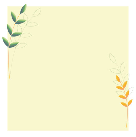 abstract notepad and plants soft yellow background vectorのイラスト素材