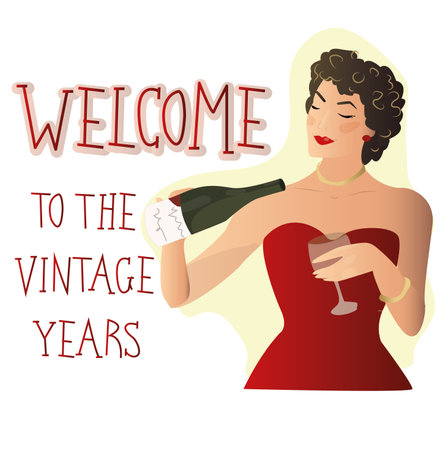 pop art sexy woman face with glass of wine. Pin Up Silence Gesture hand drawn vector illustration backgroundのイラスト素材