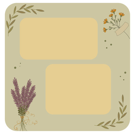 Cute autumn diary page template with lines for notes. Notebook, planner paper sheet design for girls. Blank to do list for notepad with fall leaves and flowers. color flat vector illustrationのイラスト素材