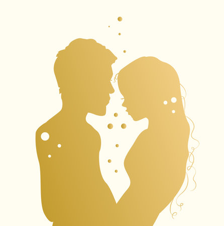 Wedding romantic Invitation card. Bride and groom on wedding ceremony. vector illustration.のイラスト素材