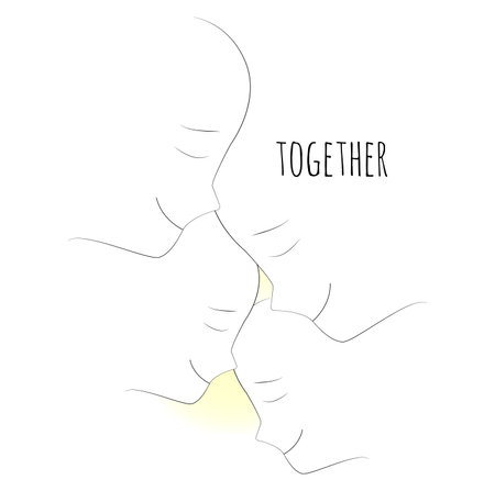 Happy family icon in simple figures. children, dad and mom stand together. Vector can be used as logotype.のイラスト素材