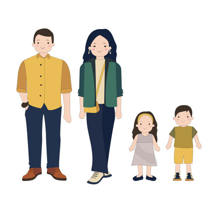 happy family. Father, mother, son and daughter. Parents are keeping on the hands of their children....