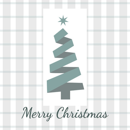 Christmas tree made of white lace snowflakes. The Star of Bethlehem shines on the top of his head. dark night sky. dark blue background. Flat vector illustration with gradient.のイラスト素材