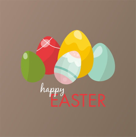 Easter Eggs. Set of vector illustrations in watercolor style. Colored Easter eggs.のイラスト素材