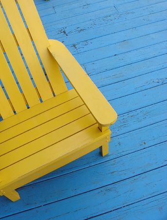  Yellow adirondack chair                              の写真素材