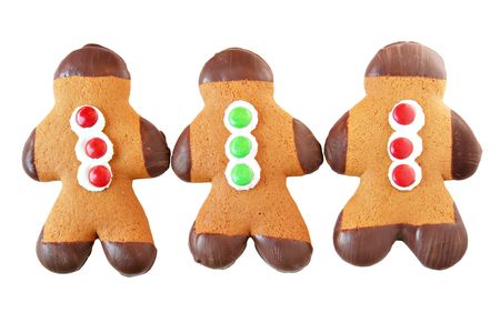 Gingerbread men, isolated on white. 