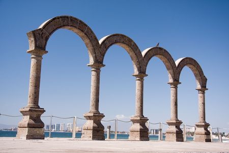 Puerto Vallarta arches on the Malecon.の写真素材