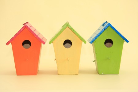 Colorful bird housesの写真素材