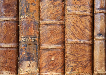 Truly antique leather bound books. の写真素材