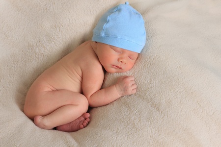 Newborn sleeping baby boyの写真素材