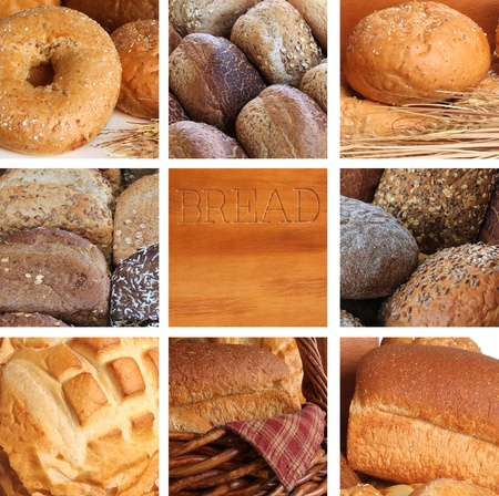 Composite of a variety of freshly baked bread. の写真素材
