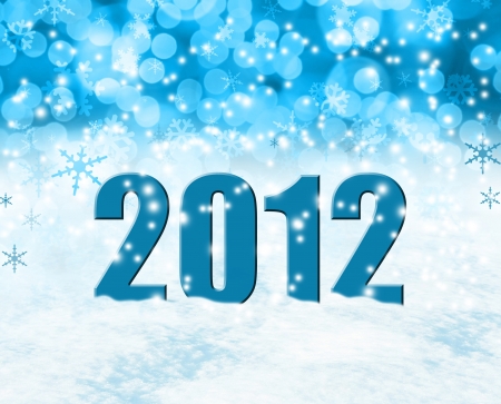 Happy new year 2012 on snowy background. 