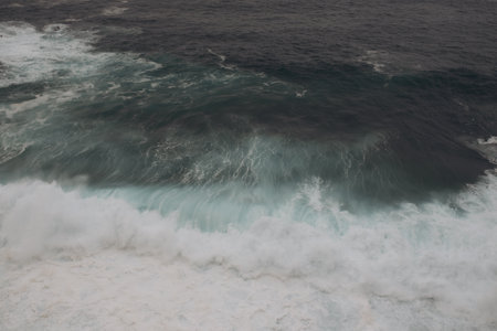 Aerial view of sea waves in the ocean. Natural background.