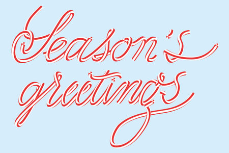 SEASON'S GREETINGS hand lettering candy cane style vector illustrationのイラスト素材