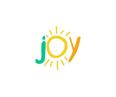 Joy. Handwritten word, lettering without background. Positive caption for apparel design, printed tee and postersのイラスト素材